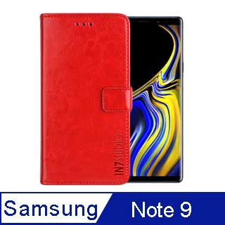 PU IN7 瘋馬紋 Samsung Note 9 (6.4吋) 錢包式 磁扣側掀皮套 吊飾孔 手機皮套保護殼-紅色