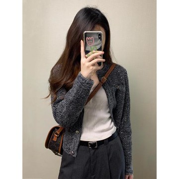 小香風深秋初秋穿搭短款開衫毛衣外套女春秋奶呼呼軟糯針織衫上衣