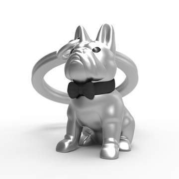 其他事務用品 【Chocli-Metalmorphose/MTM】鬥牛犬鑰匙圈-銀色