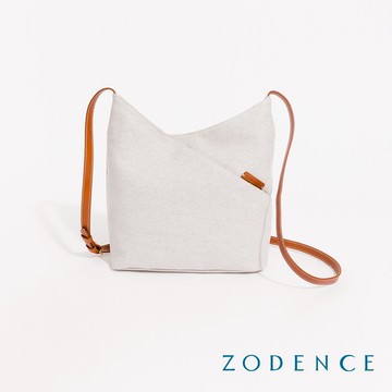 ZODENCE DION德國帆布門襟剪裁斜背包-貴族白