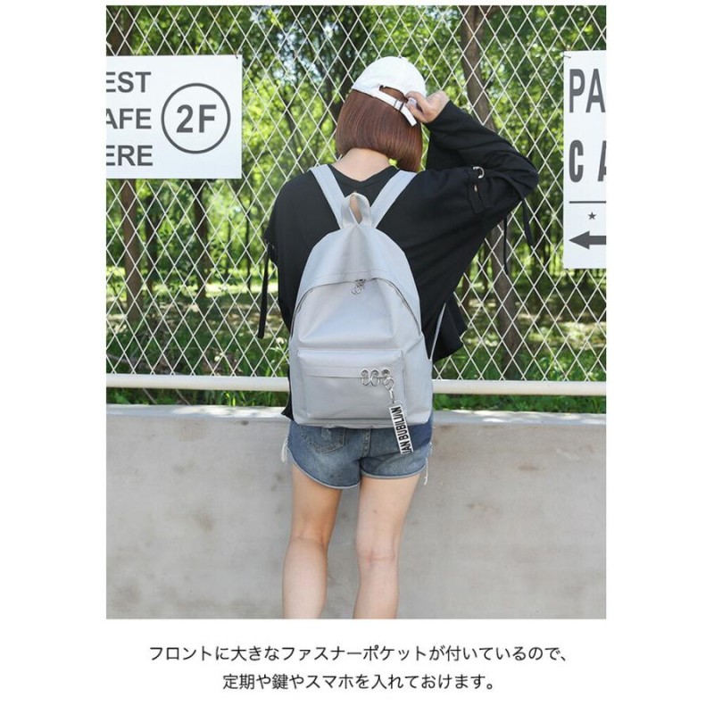 早い者勝ち❣️バックパック リュック シンプル チャーム付き シルバーリング バックパック リュック シンプル チャーム付き シルバーリング
