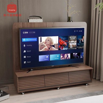 復古實木 可移動電視櫃 中古風臥室落地電視機櫃雙面儲物電視架新款[DD0415001]