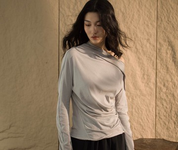 【肌理感】中式復古 露肩棉質針織衫