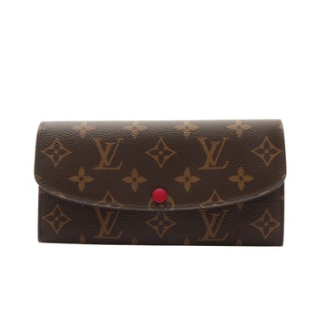 LOUIS VUITTON LV 路易威登 棕色 原花 帆布 Emilie 扣式長夾 M60697 【二手名牌BRAND OFF】