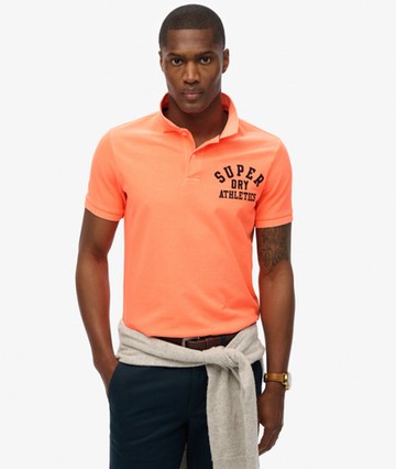 Superdry Men's Applique Classic Fit Polo Orange Size: M