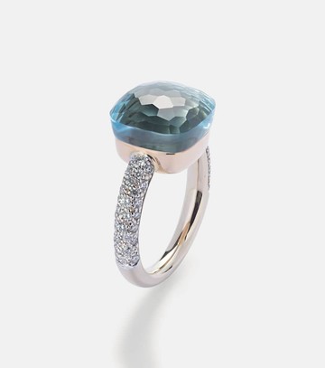 Pomellato Nudo 18kt white and rose gold ring with topaz and diamonds