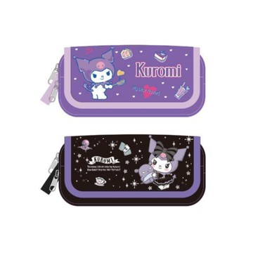 三麗鷗 酷洛米 上翻雙層大容量筆袋-紫/黑