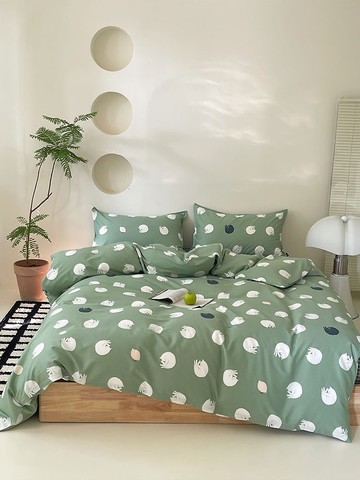 圓圓喵 枕套+被套兩件組 單人雙人原創手繪貓咪40支純棉 床包另購