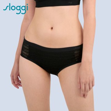 sloggi-Free Evolve 自由舒暢系列蕾絲中腰內褲 純粹黑