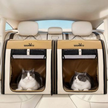 車載貓窩 （帶貓砂盆）長途車載狗窩 小型犬貓窩 貓咪安全座椅 貓咪坐車神器 外出寵物車載籠