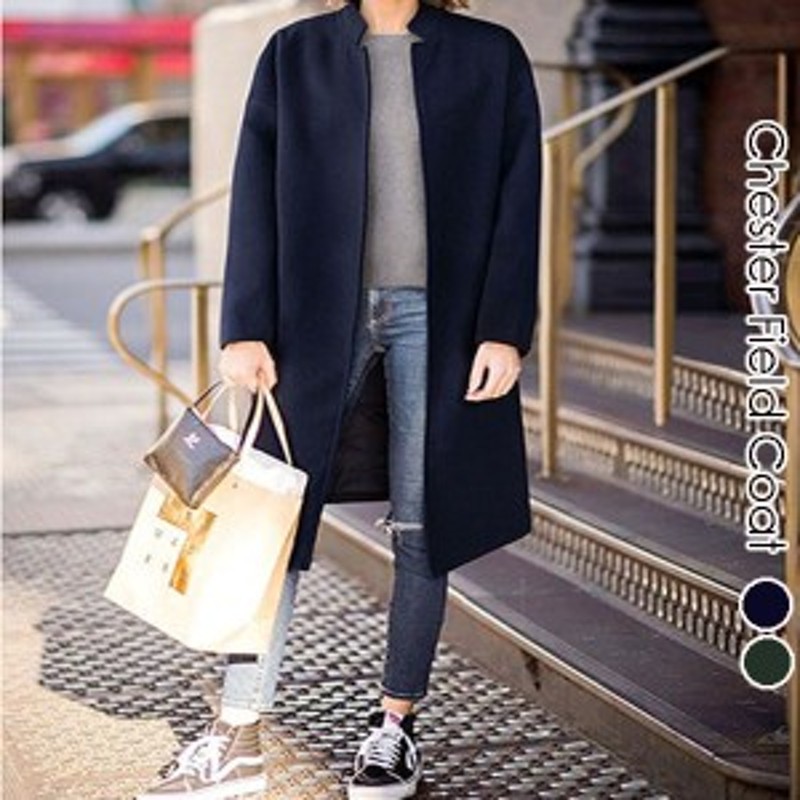 セール チェスターコート コート スタンドカラー アウター レディース ノーカラー メルトンコート コート チェスター 秋冬 通販 Lineポイント最大1 0 Get Lineショッピング