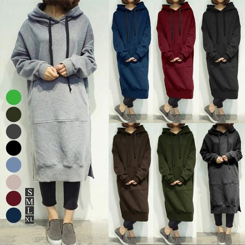 パーカーワンピース ロング丈 レディース ワンピース 秋 長袖 パーカー スウェット フード付き スリット カジュアル 体型カバー 無地 お洒落 通勤 旅 30代 40代 通販 Lineポイント最大0 5 Get Lineショッピング