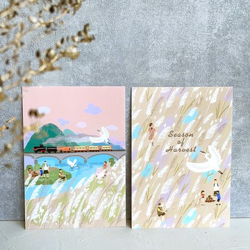 甜根子草系列明信片- 夕映豐收 /甜根子草