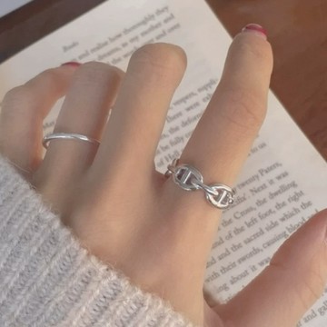 韓國🇰🇷925純銀 豬鼻戒指 重磅通體純銀 開口戒 現貨