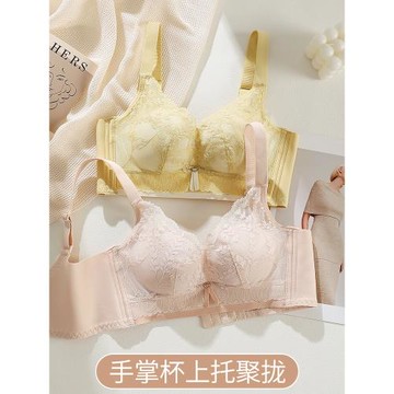 內衣女小胸聚攏顯大上托手掌杯調整型蕾絲乳膠塑形文胸2025夏新款