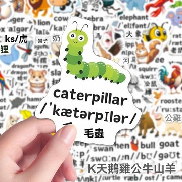 🎆臺灣夯貨✨240張英語啓蒙之動物篇兒童早教教育趣味學習英語詞彙積累貼紙diy MKSE