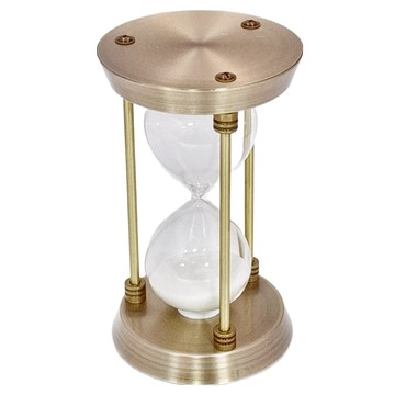 金屬復古三角柱玻璃沙漏 古銅10*10*17  金色 + 透明色 + 白色