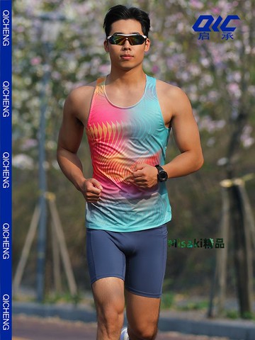 啟承跑步背心男Pro速干新款馬拉松競速新款無袖田徑訓練專業透氣-Misaki精品