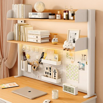 桌面置物架辦公書桌多層書架鐵藝桌上學生電腦桌上收納洞洞板書架【遠宏-文教用品】【益三和】