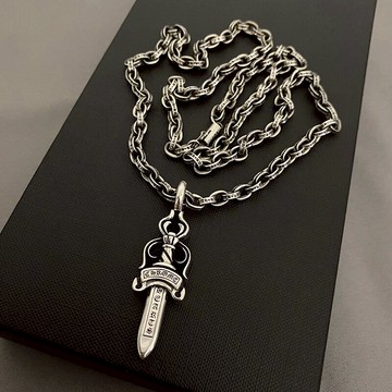 ch925純銀時尚剋羅心泰銀個性潮人款大寶劍嘻哈街頭朋克字母項鏈