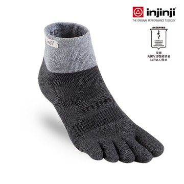 injinji TRAIL野跑避震吸排五趾短襪 (黑色) - NAA36 | 厚底防震 運動員推薦 吸濕排汗 五趾襪 五指襪 跑襪