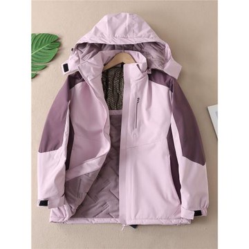 900克~發熱絨加厚保暖戶外沖鋒衣男女同款連帽休閑冬裝棉服W3364