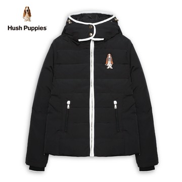 Hush Puppies 外套 女裝簡約配色包邊帽可拆羽絨刺繡狗外套