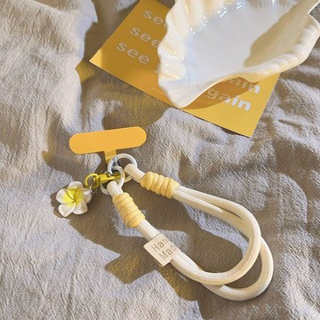 日韓ins短款手機殼掛繩女雞蛋花掛飾配件手腕繩尼龍繩鑰匙相機鏈