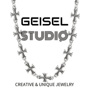 【GEISEL】高級感十字花拼接項鍊 冷感男款項鍊 嘻哈項鍊 潮男款鈦鋼項鍊 項鍊男 不鏽鋼項鍊(B-060)