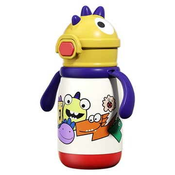 Kyhome 316不鏽鋼 霸王龍防噴濺兒童學飲保溫杯  藍色  1個  380ml
