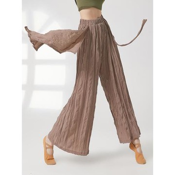 共妍氣質現代舞蹈上課闊腿褶皺形體基訓練功服古典舞寬松飄帶褲子