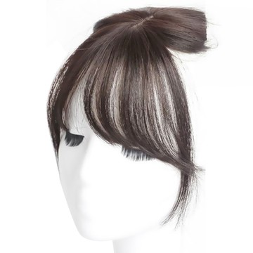 蕉蕉購物 3D自然斜瀏海真髮髮片 一片式 自然修飾臉型  深棕色  1片