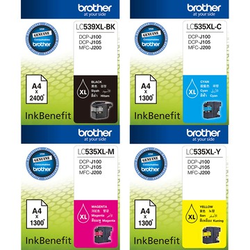 Brother LC539XL-BK+LC535XL-C/M/Y 原廠墨水4色組