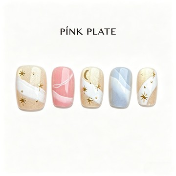 PINK PLATE光撩美甲片-浪漫星河短方-多款任選