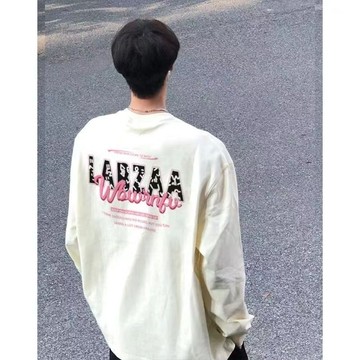 【台灣出貨】春秋季潮牌高街休閒簡約百搭純棉打底衫男女美式圓領潮流長袖t恤秋冬袖子t恤