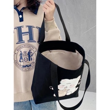 高中學生手提拎書袋大容量初中生補習袋韓系帆布包上班通勤高級感