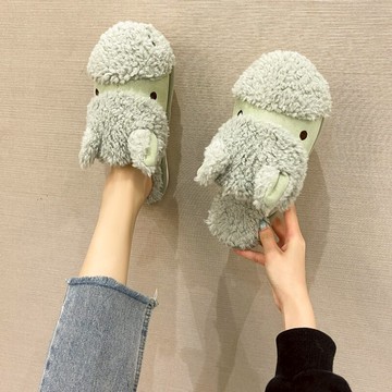 鐵憨憨小毛驢呆萌棉拖鞋女家居軟底可愛毛茸茸拖鞋室內毛毛拖