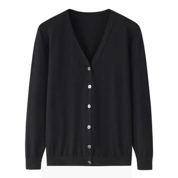 鄂爾多斯市產精紡輕薄款100純羊絨衫女開衫V領百搭毛衫毛衣E1695