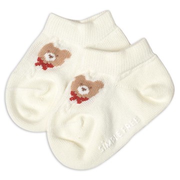 akachan honpo - 經典踝襪-小熊-米白色 (9~14cm)