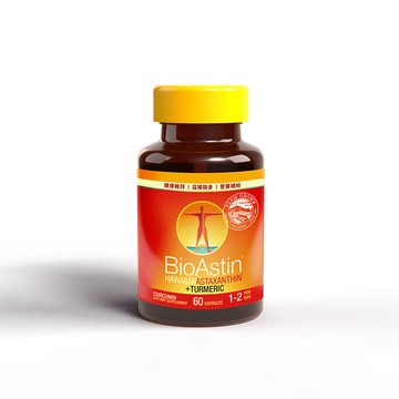 【BioAstin】紅藻蝦紅素薑黃膠囊60顆/瓶.每日活力補給.外食族.上班族.壓力大.