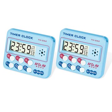 【聖岡科技Dr.AV】2入組TM-262炫彩 數位 計時器(台製IC 營業用 超大聲 時鐘 正/倒數  中文大螢幕)