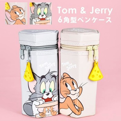 Tom&Jerryトムとジェリー ペンケース 六角形ペンポーチ 筆記用具 筆箱 ペン ポーチ マルチケース オシャレ コスメポーチ キャラ キャラグッズ 人気 新作
