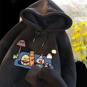 男女同款帽t 卡通印花連帽衛衣 情侶衛衣 休閒衛衣 秋冬外套 大尺碼衛衣 刷毛帽t 冬天長袖上衣 加厚保暖衛衣 薄款衛衣