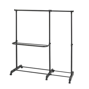 ikloo 宜酷屋 單層雙桿多功能伸縮曬衣架  104.5~169 x 45 x 94.5~158.5cm  黑色  1組