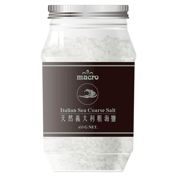 Macro 天然義大利粗海鹽  450g  1罐