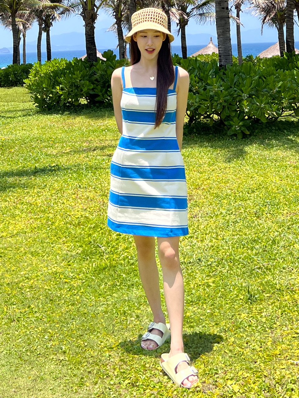 AND YOU Roma Stripe Sleeveless Mini Dress