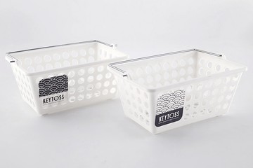 KEYTOSS 黑白配-DOT手提收納籃6號  1入 (22*15*11cm)