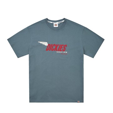 Dickies男女款暴風藍吸濕透氣胸前品牌Logo印花休閒短袖T恤|DK0A87S3G70
