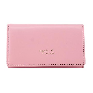 agnes b. 素面皮革鎖包-粉