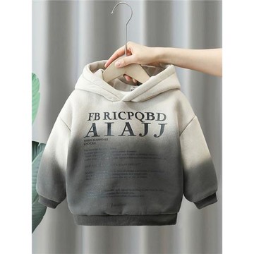 男童衛衣加絨秋冬款2025新款洋氣兒童裝冬裝加厚上衣漸變色打底衫